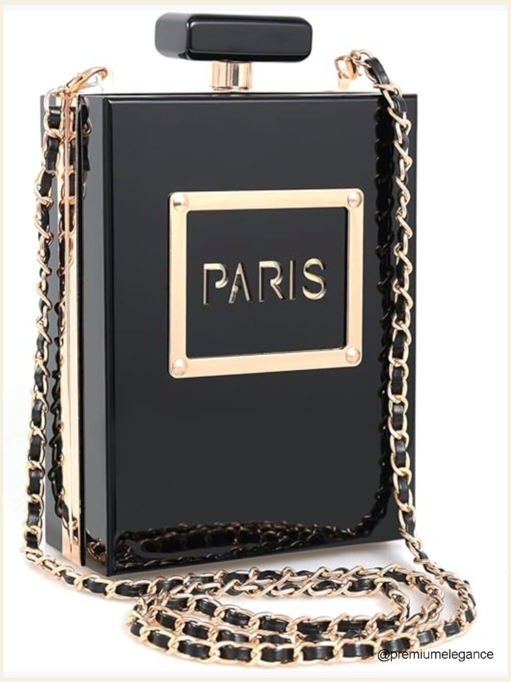 Acrylic Clear Clutch Evening Bag Paris Perfume Shaped Purse Shoulder Chain